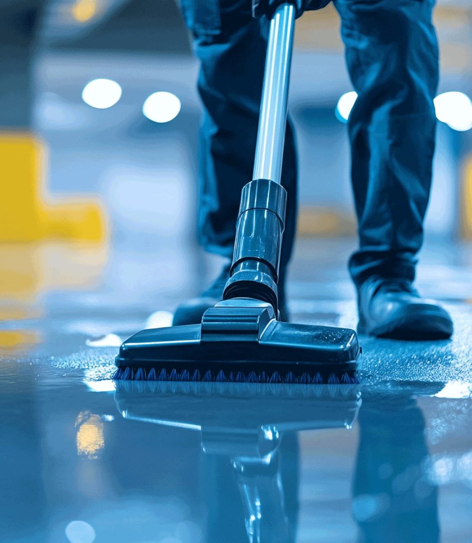 Current cleaning in a modern underground parking garage